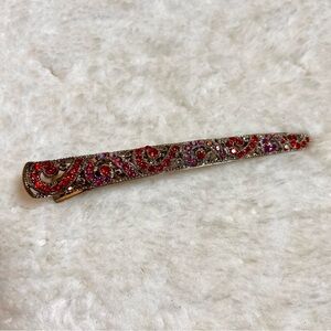 Metal Red Rhinestone Alligator Hair Clip
